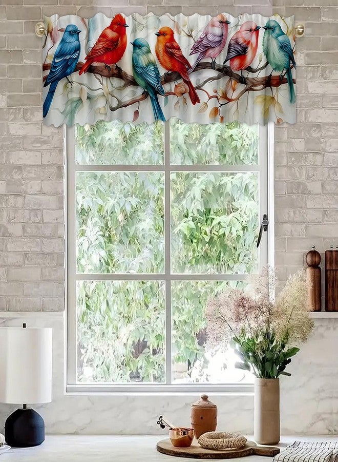 DOTOOMA 54x18 Inches Colorful Birds Window Treatment Valance Retro Cute Kitchen Blackout Drapes Bathroom Bedroom Living Room Polyester Fabric Curtains Decorations Supplies - Image 2